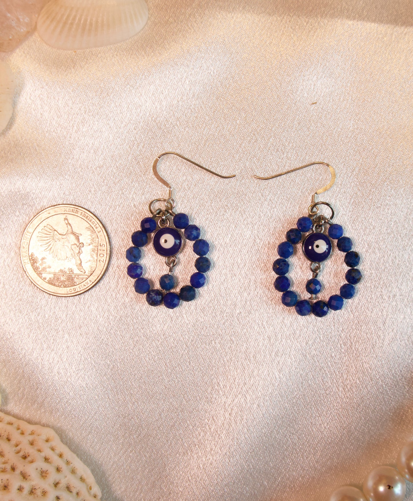 Lapis Lazuli Evil Eye Hoop Earrings