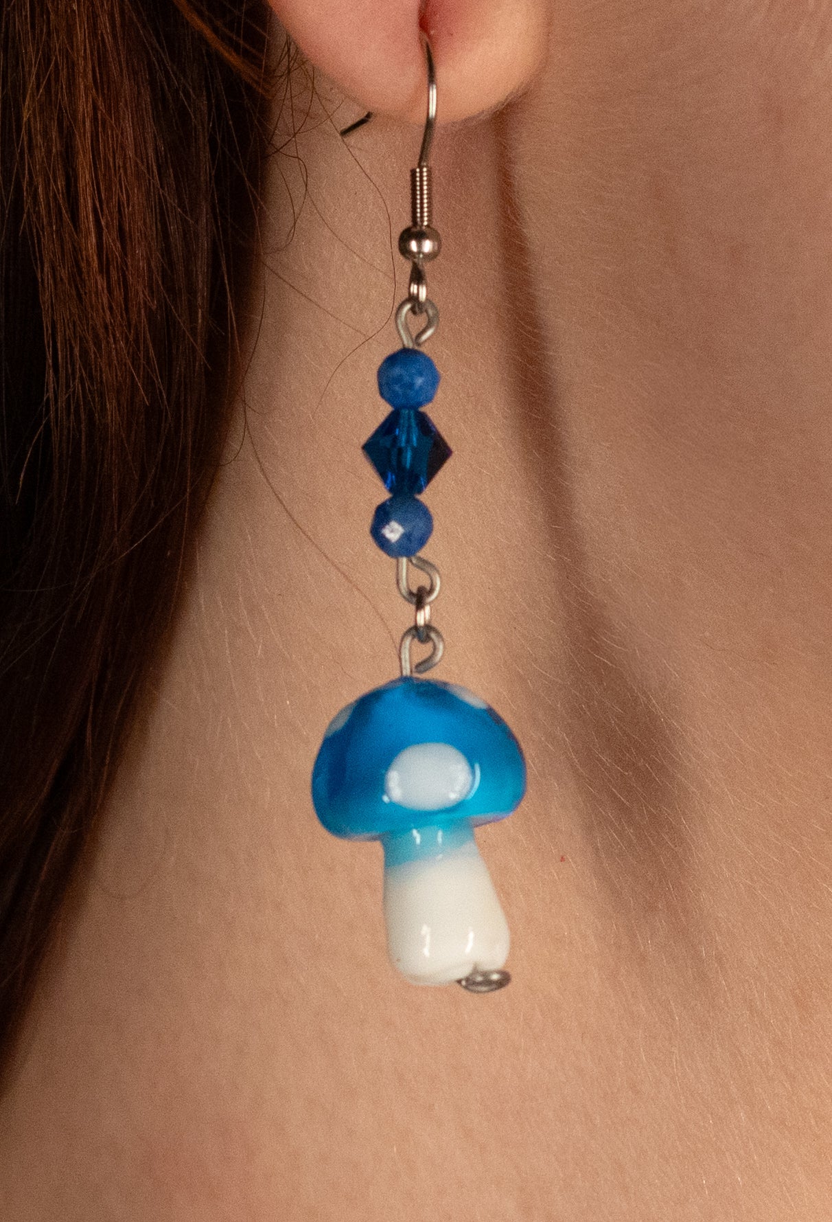 Blue Mushroom Earrings