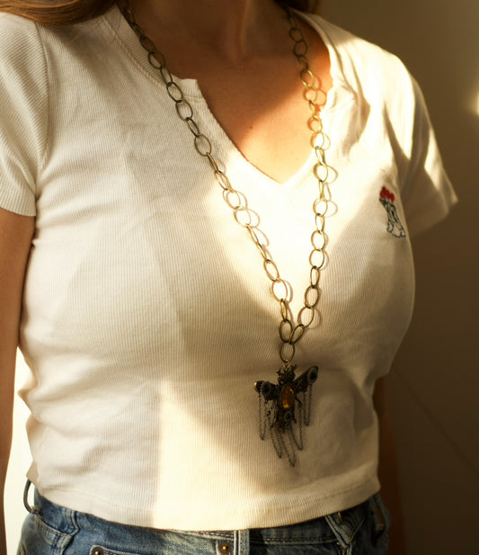Bronze Chain Insect Necklace
