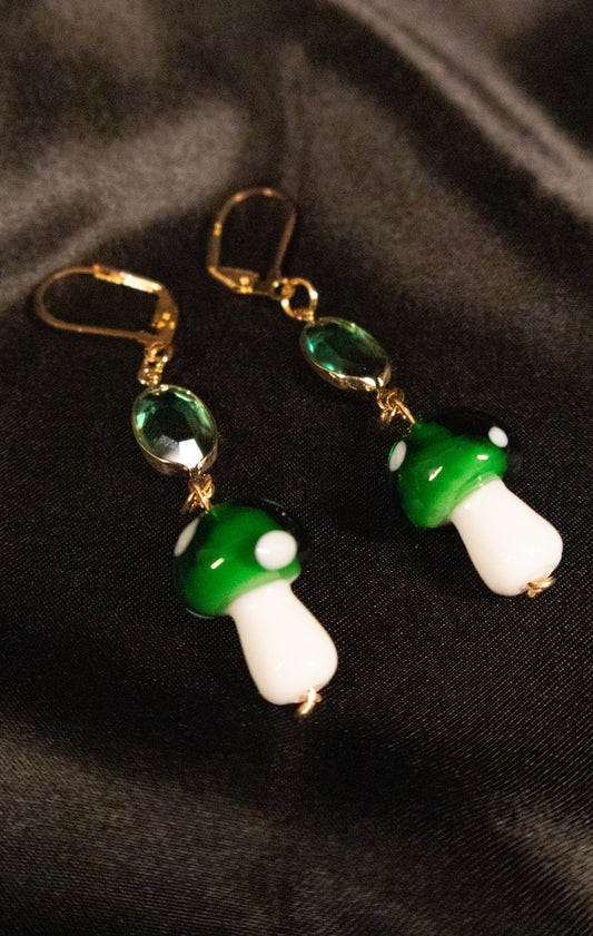 Emerald Mushroom Earrings