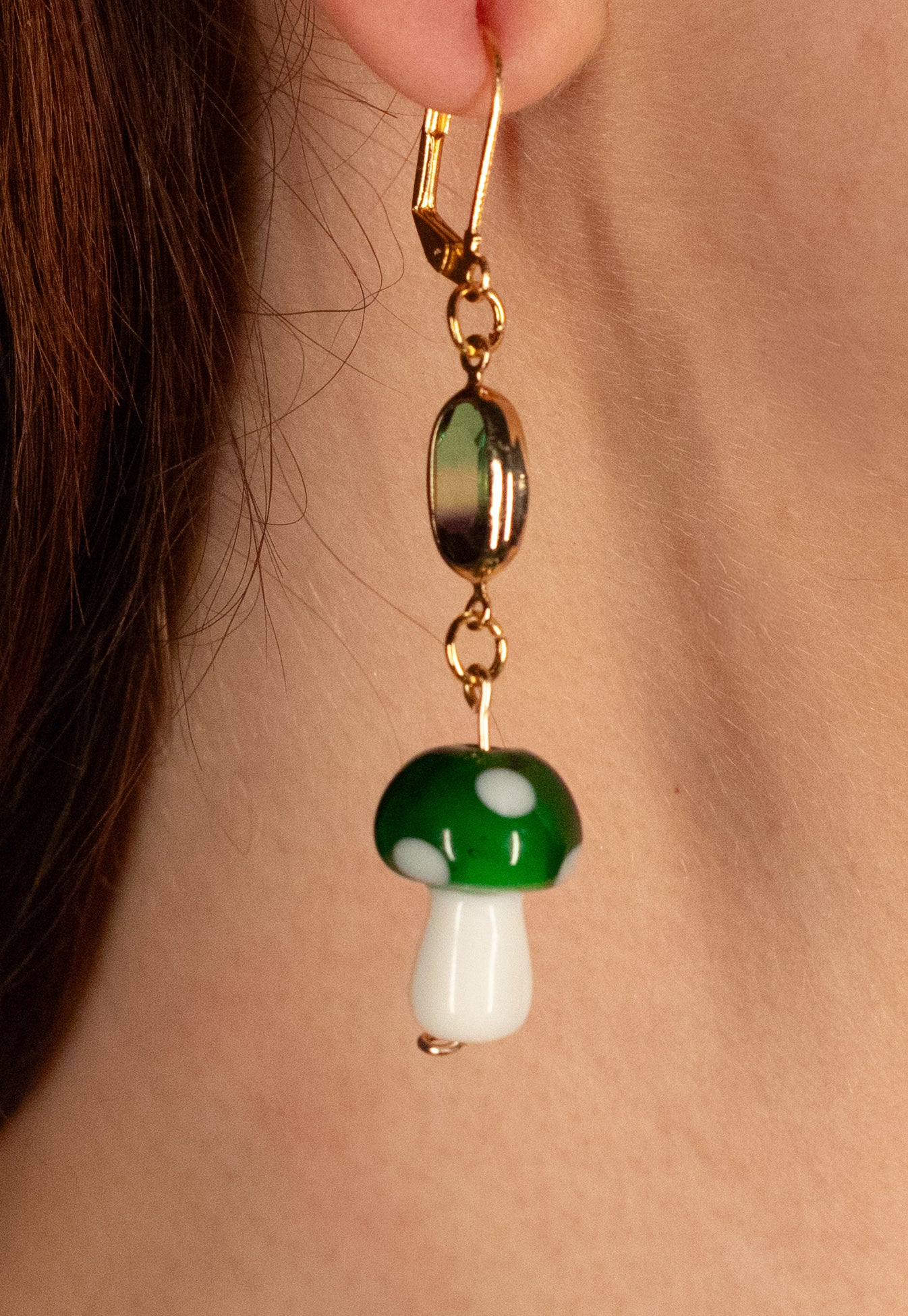 Emerald Mushroom Earrings