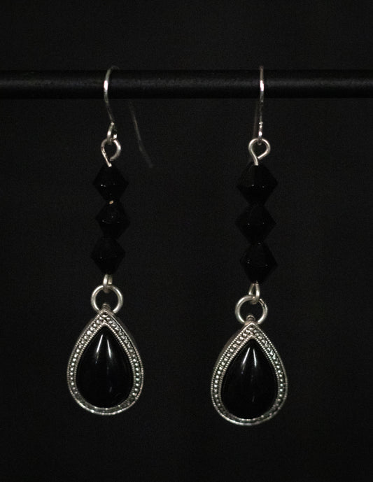 Black Onyx Teardrop Earrings