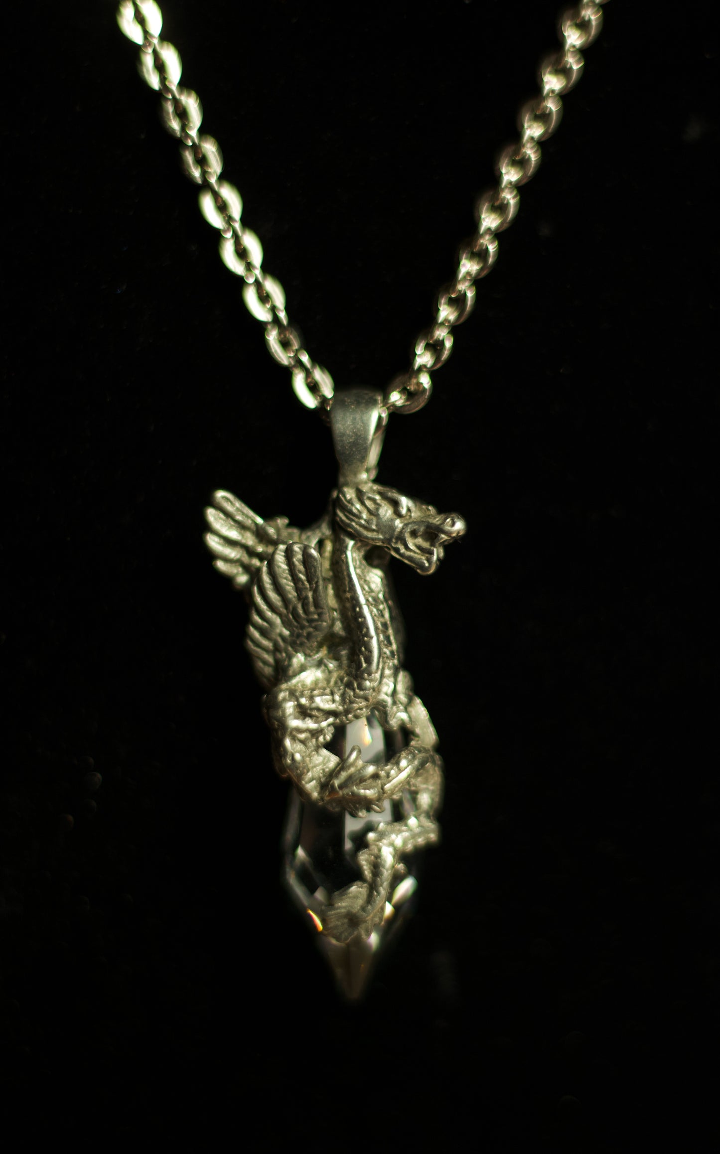 Clear Quartz Dragon Necklace