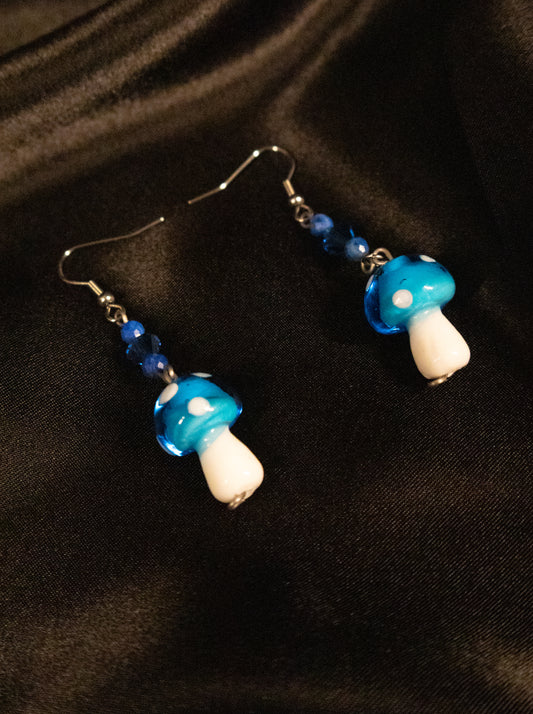 Blue Mushroom Earrings