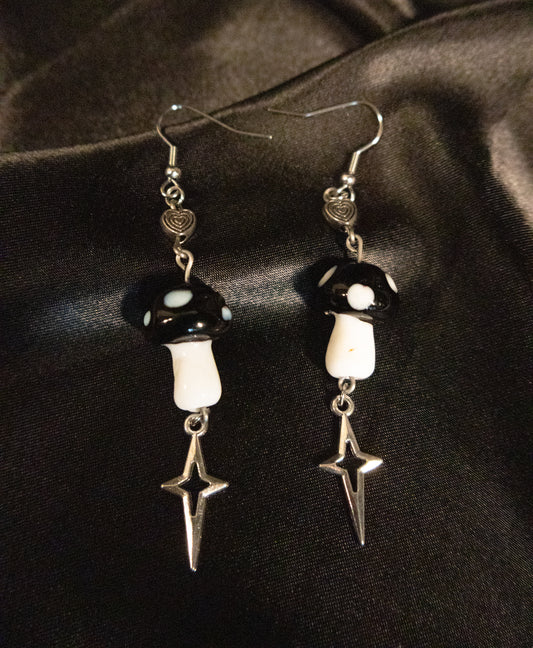 Black Mushroom Earrings