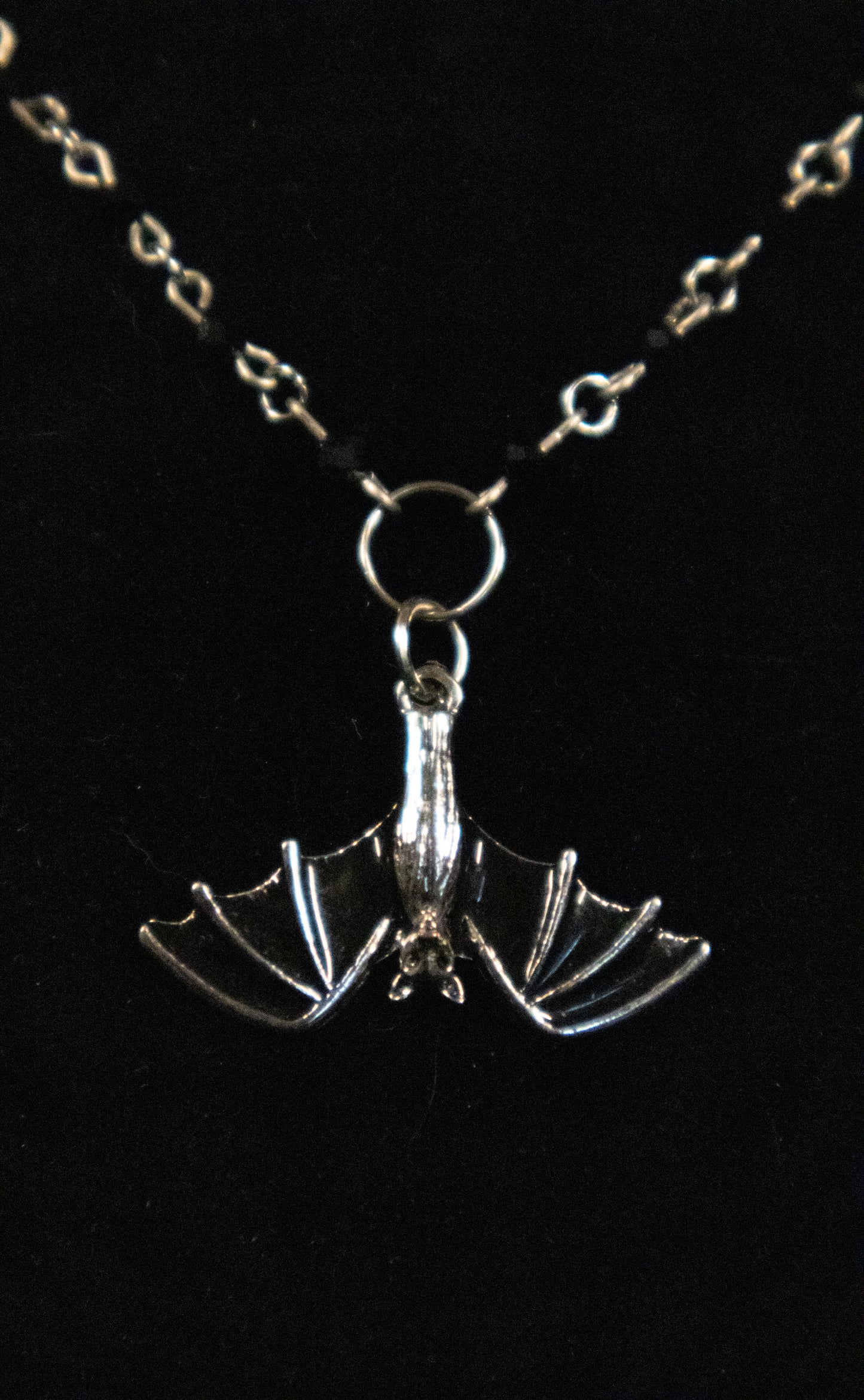 Black Bead Bat Necklace